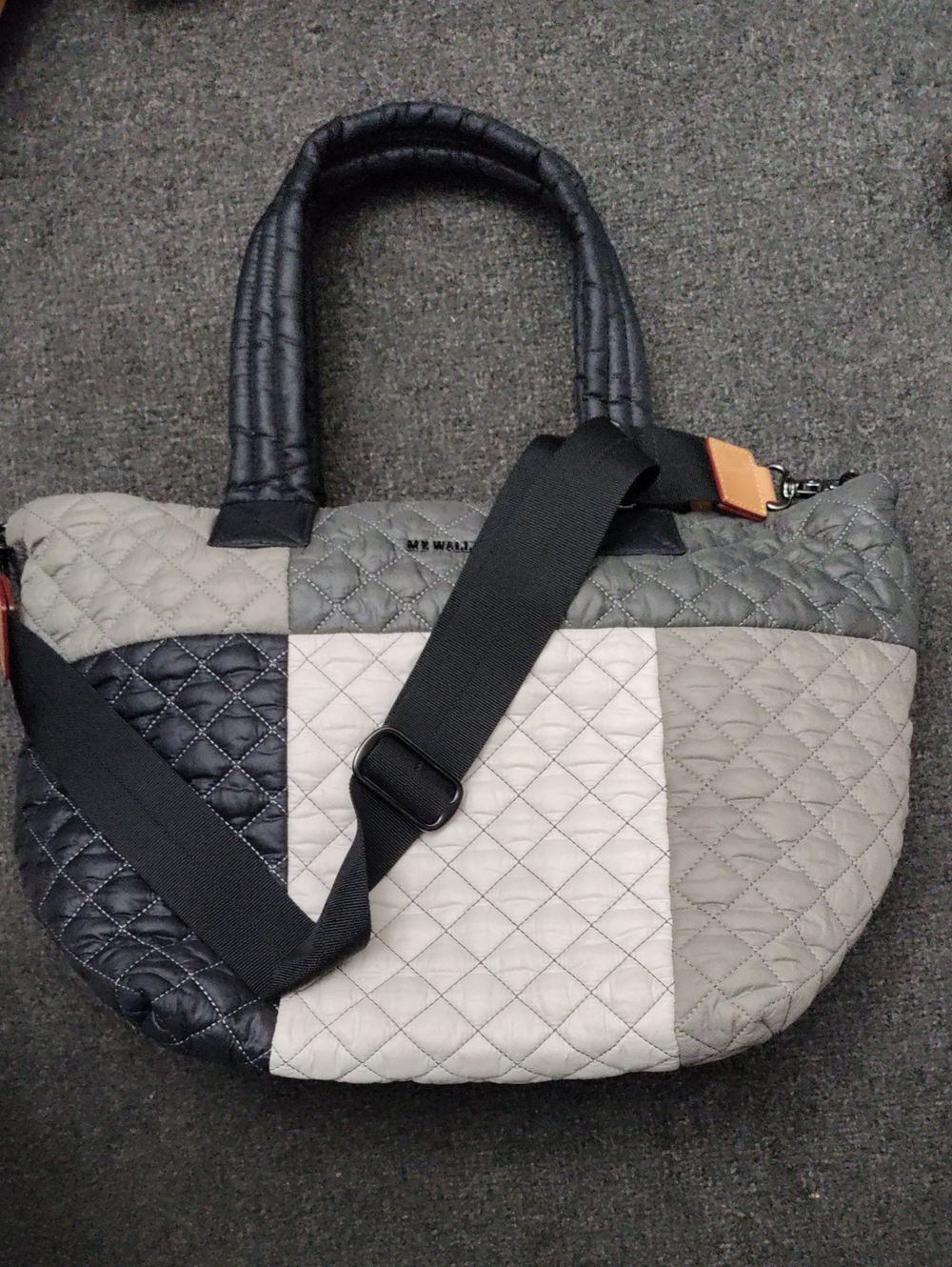 MZ Wallace Quilted Patchwork Tote in Gray and Black